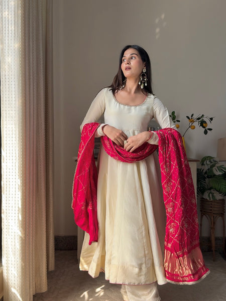 Tissue Rani Silk Full flair Anarkali Jonaya