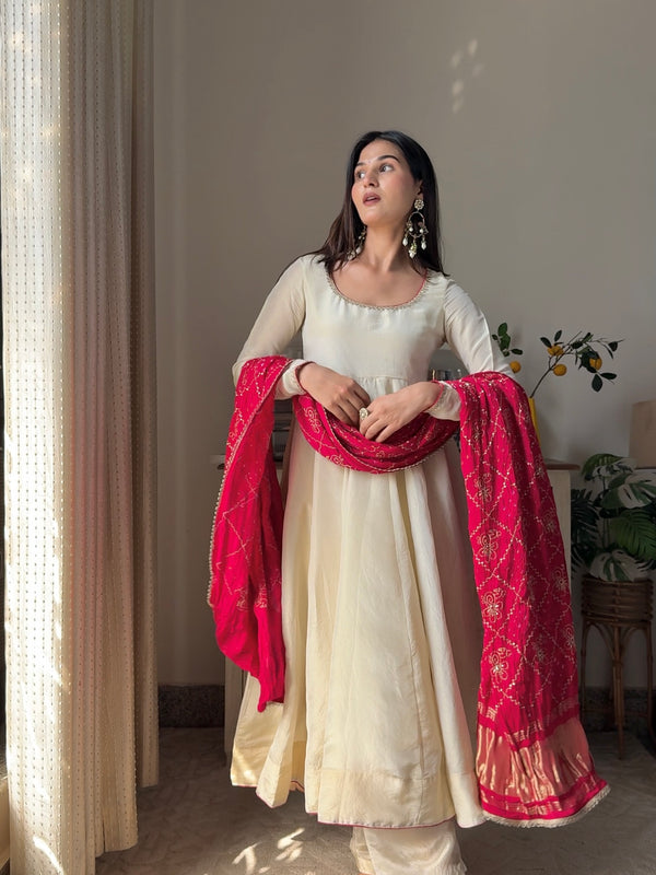 Tissue Rani Silk Full flair Anarkali - Jonaya