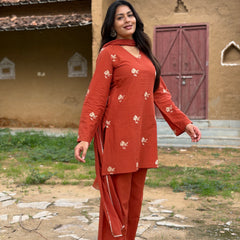 Rust Embroidered coord set