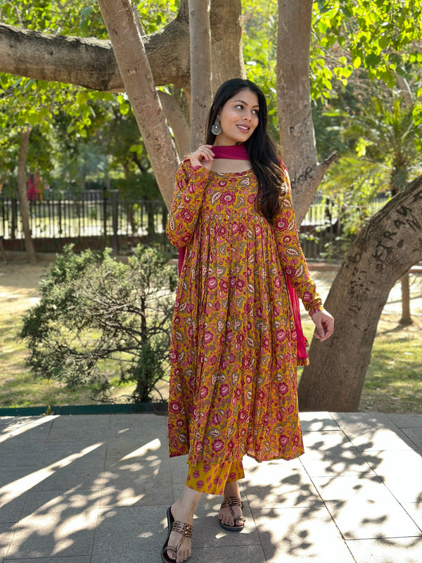 Gulab Yellow Flare Suit Set - Jonaya