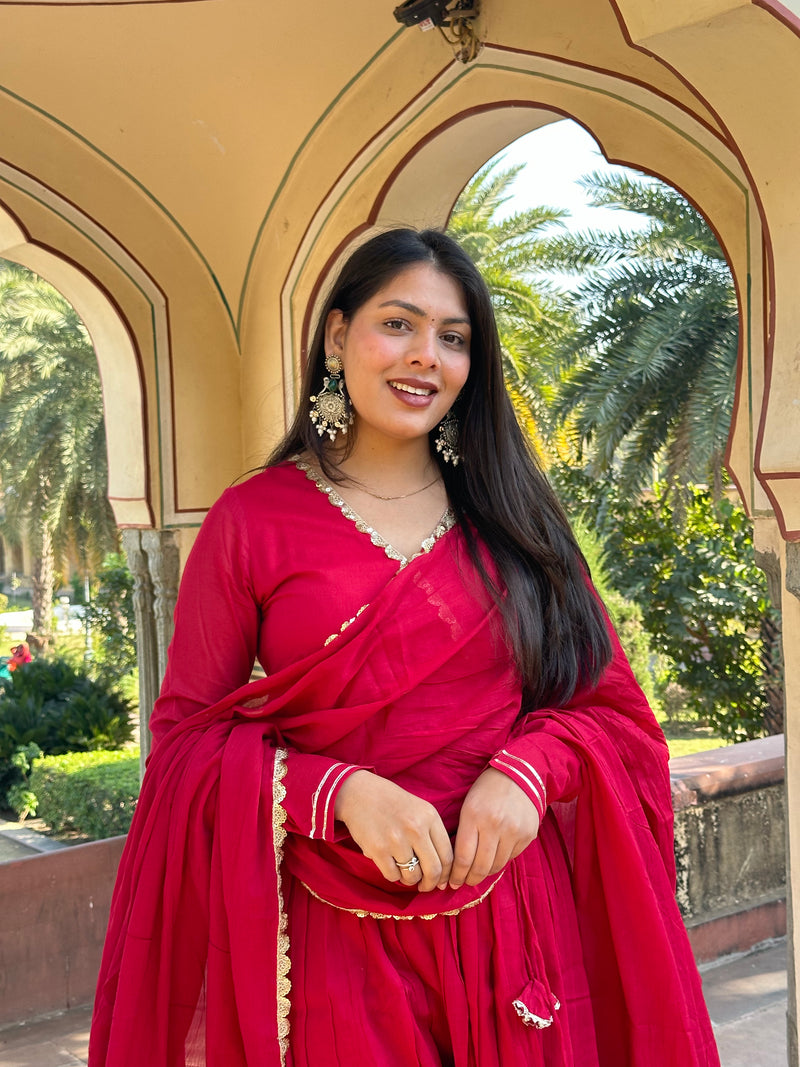 Rose Pink Angrakha Anarkali set - Jonaya