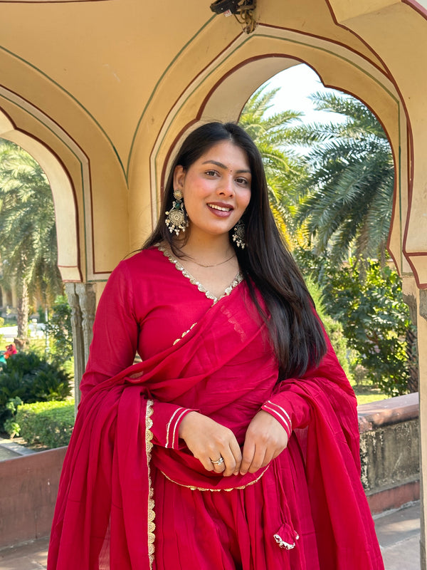 Rose Pink Angrakha Flare Set - Jonaya