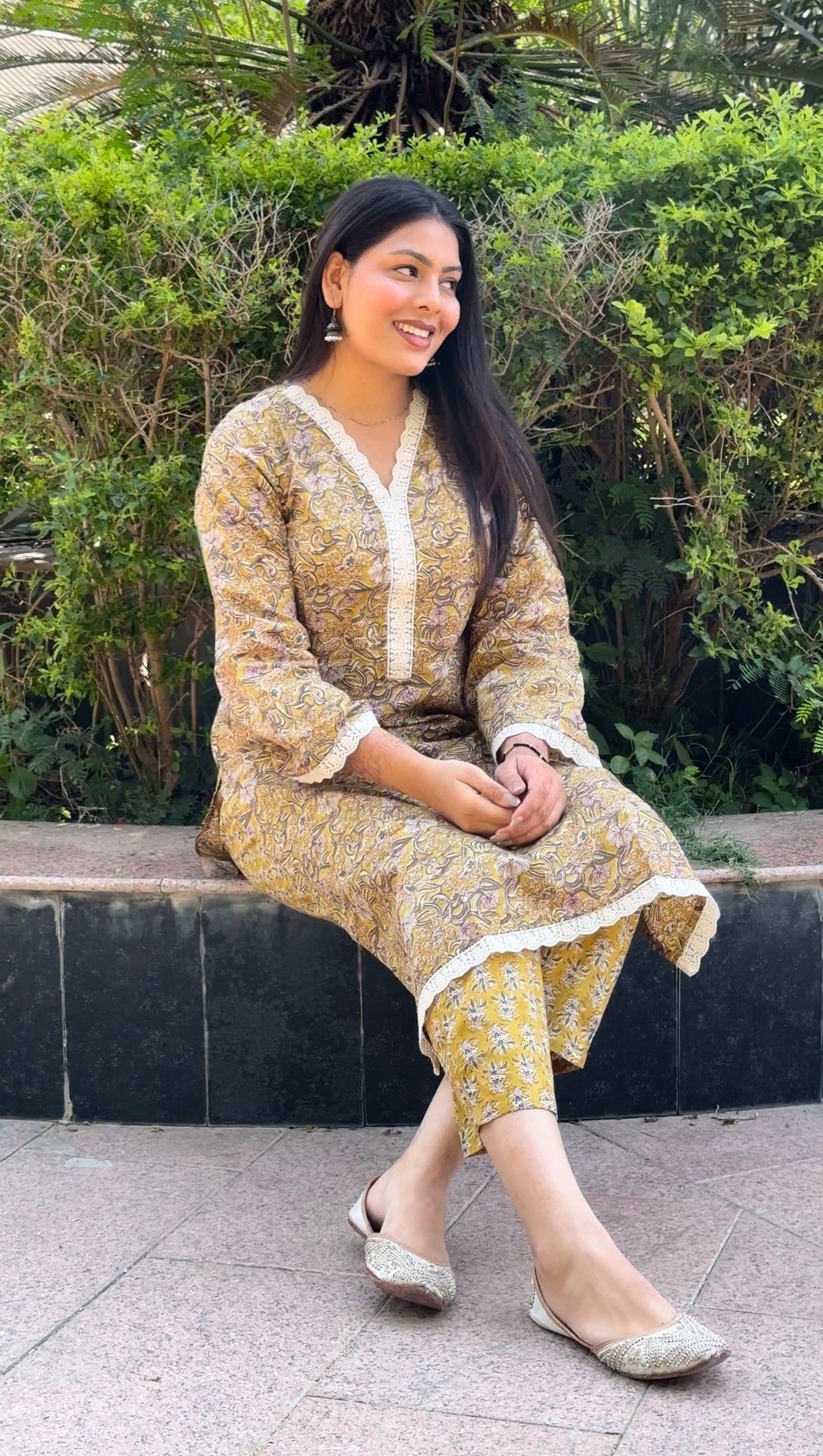 Yellow Pakistani lace suit set