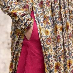 Maroon yellow garden kameez