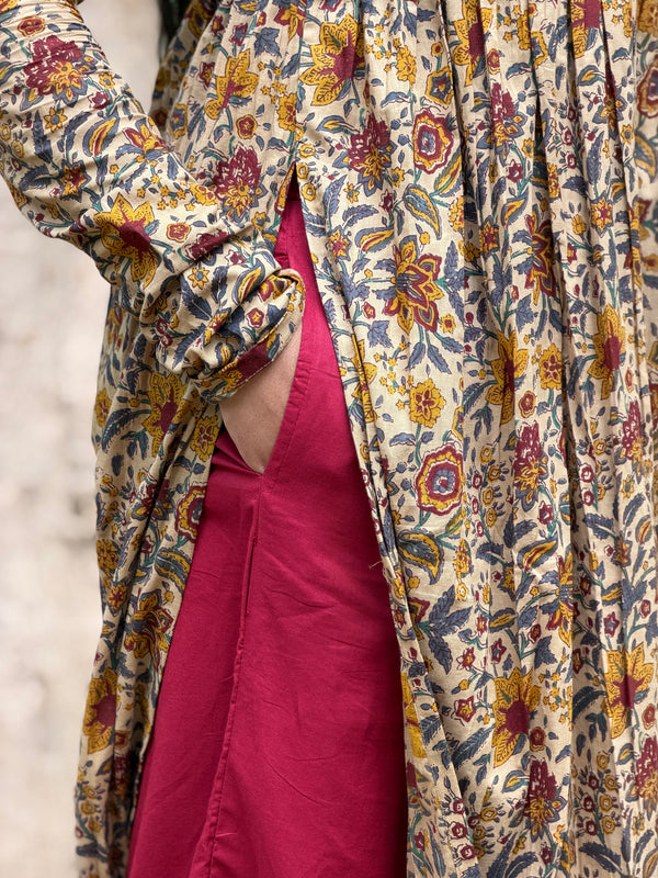 Maroon yellow garden kameez