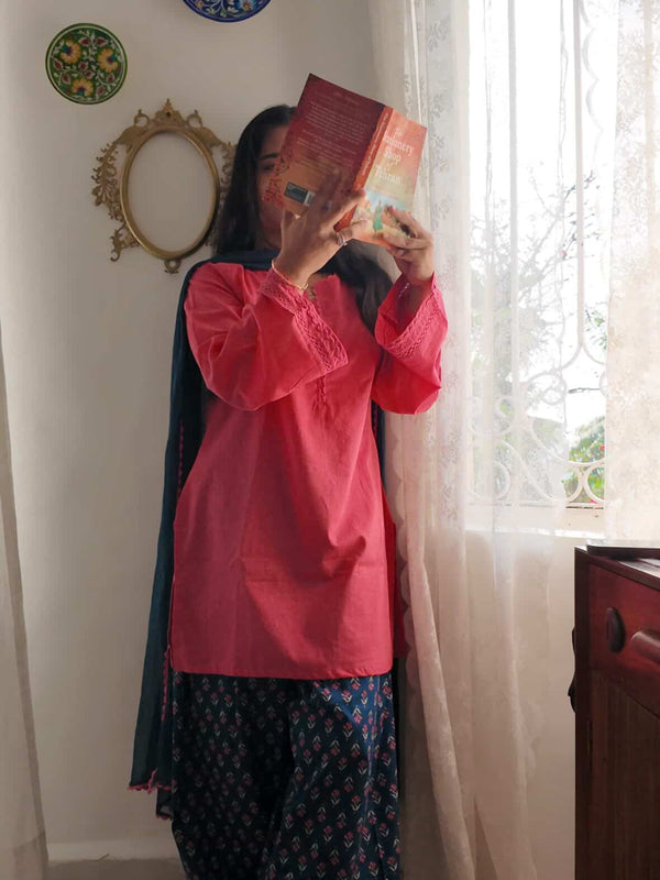 Blue pink Lace Farshi salwar set Jonaya