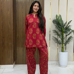 Red boota coord farshi salwar Jonaya