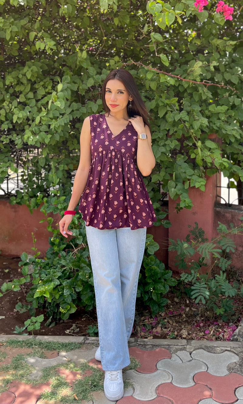 Summer shade cut sleeves peplum top - Jonaya