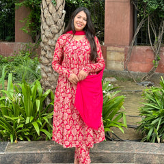Coral Red mohini suit set - Jonaya
