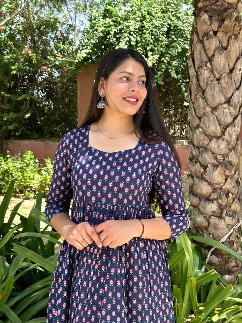 Indigo gulab kameez - Jonaya