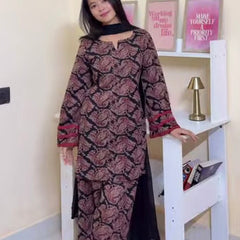 Red black farshi salwar set Jonaya