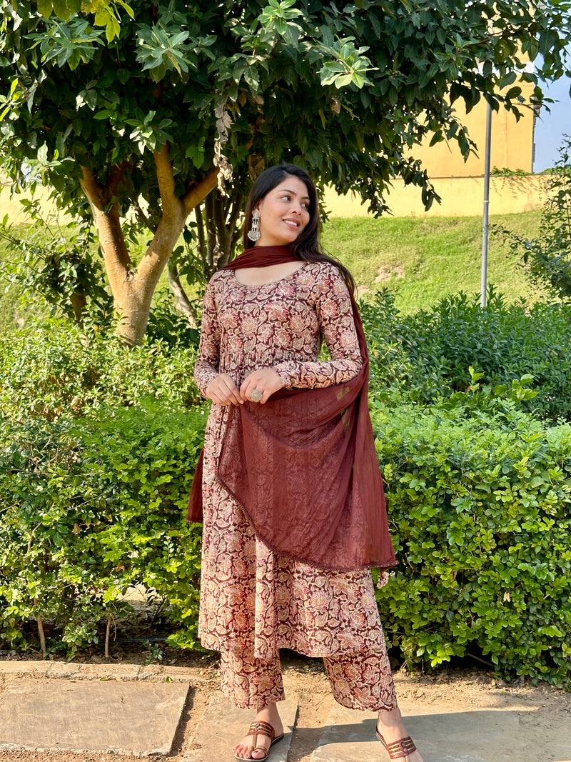 Kalamkari Anarkali set - Jonaya