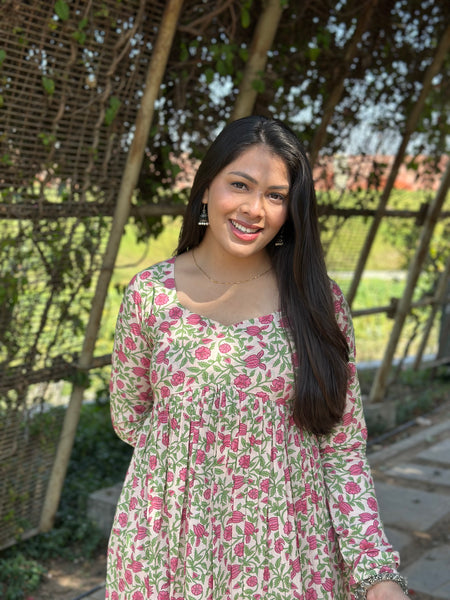 Pink garden alia cut kameez - Jonaya