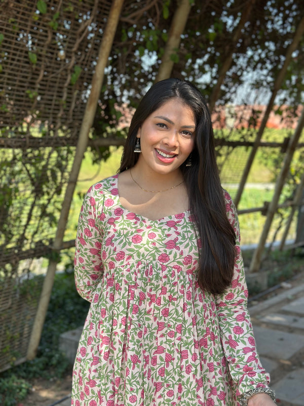 Pink Garden Alia Cut Flared Kameez - Jonaya