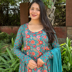 Orange green garden suit set - Jonaya