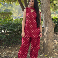 Red lily beige Farshi salwar set Jonaya