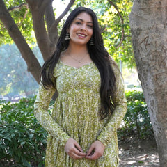 Fresh Green Floral Kameez Jonaya