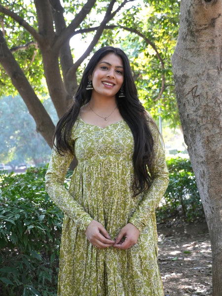 Fresh Green Floral Kameez Jonaya