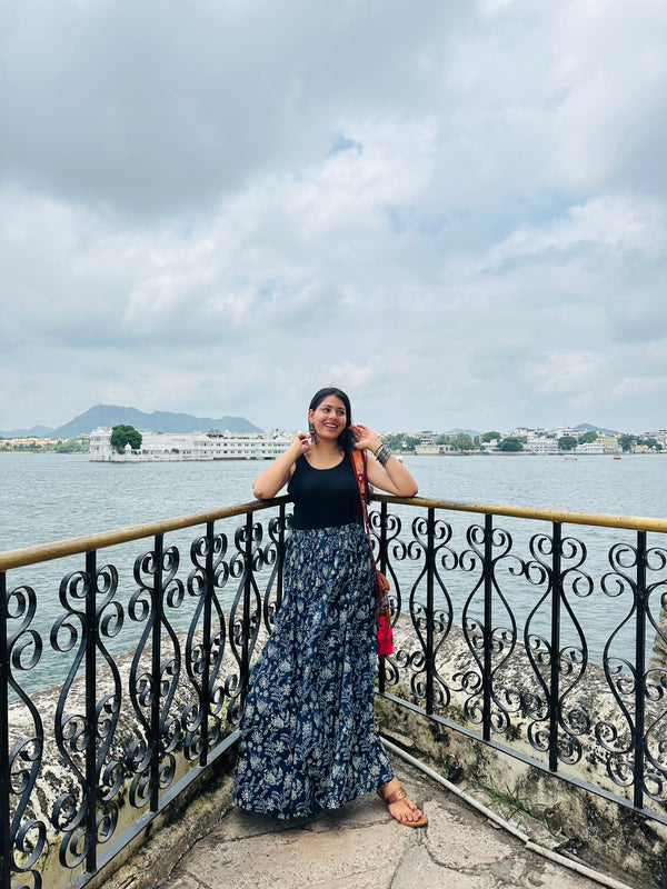 Flared Indigo Skirt - Jonaya