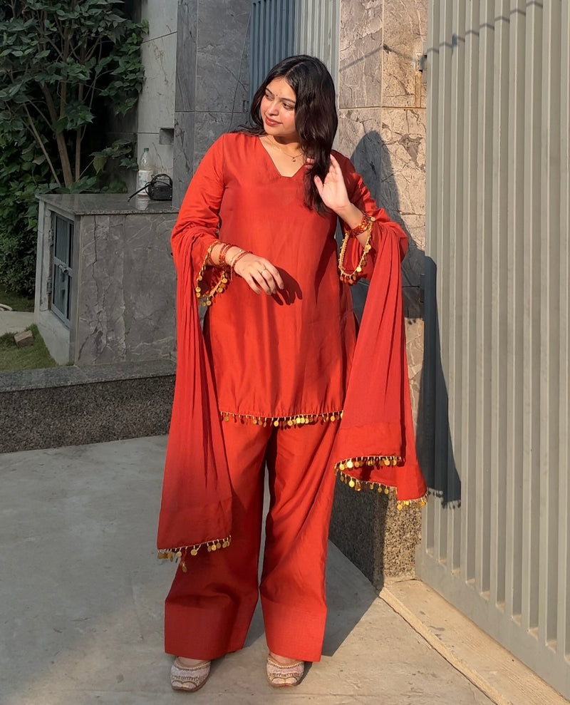 Orange charm Pakistani farshi set Jonaya