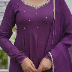 Purple bloom Anarkali set Jonaya