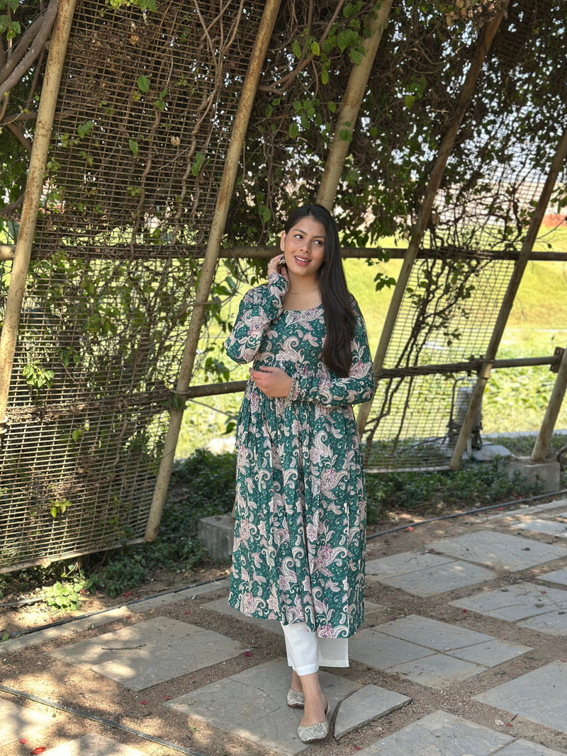 Pink beige paisley kameez - Jonaya