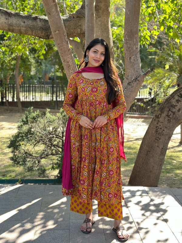 Gulab Yellow Flare Suit Set - Jonaya