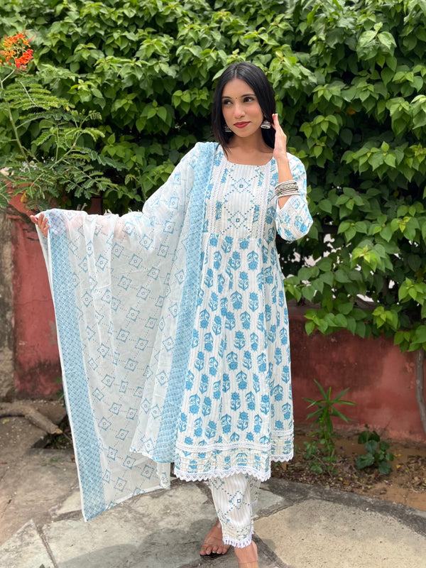 Aasmani Lace Suit Set - Jonaya