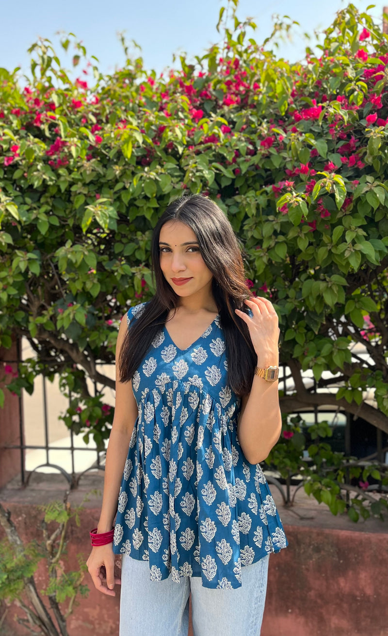 Floral block peplum top - Jonaya