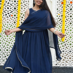 Indigo Gold blush Georgette Anarkali Jonaya