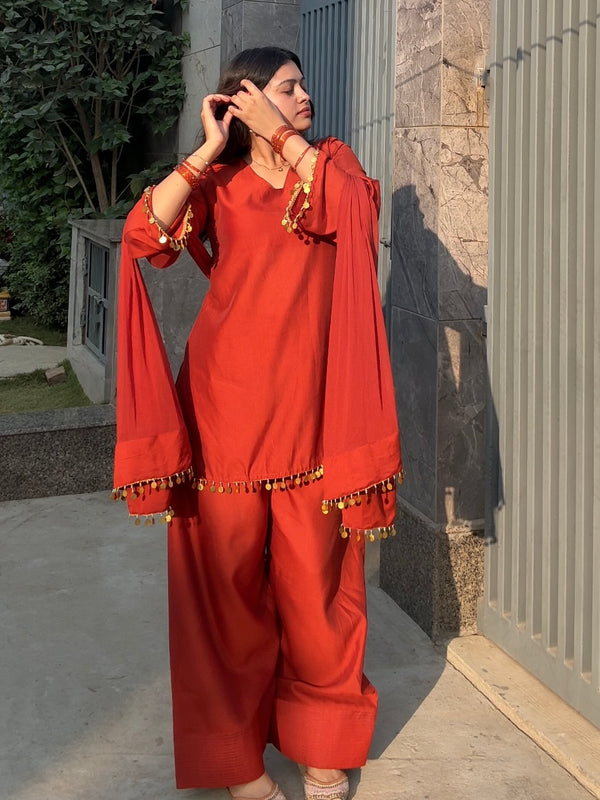 Orange charm Pakistani farshi set Jonaya