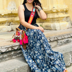 Flared indigo Skirt - Jonaya