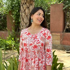 Orange floral printed kameez - Jonaya