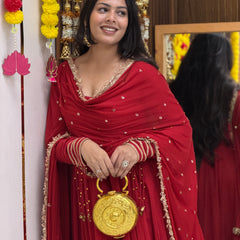 Laal gota ghunghru Anarkali set Jonaya