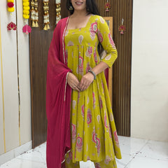Parrot paisley festive Anarkali set Jonaya