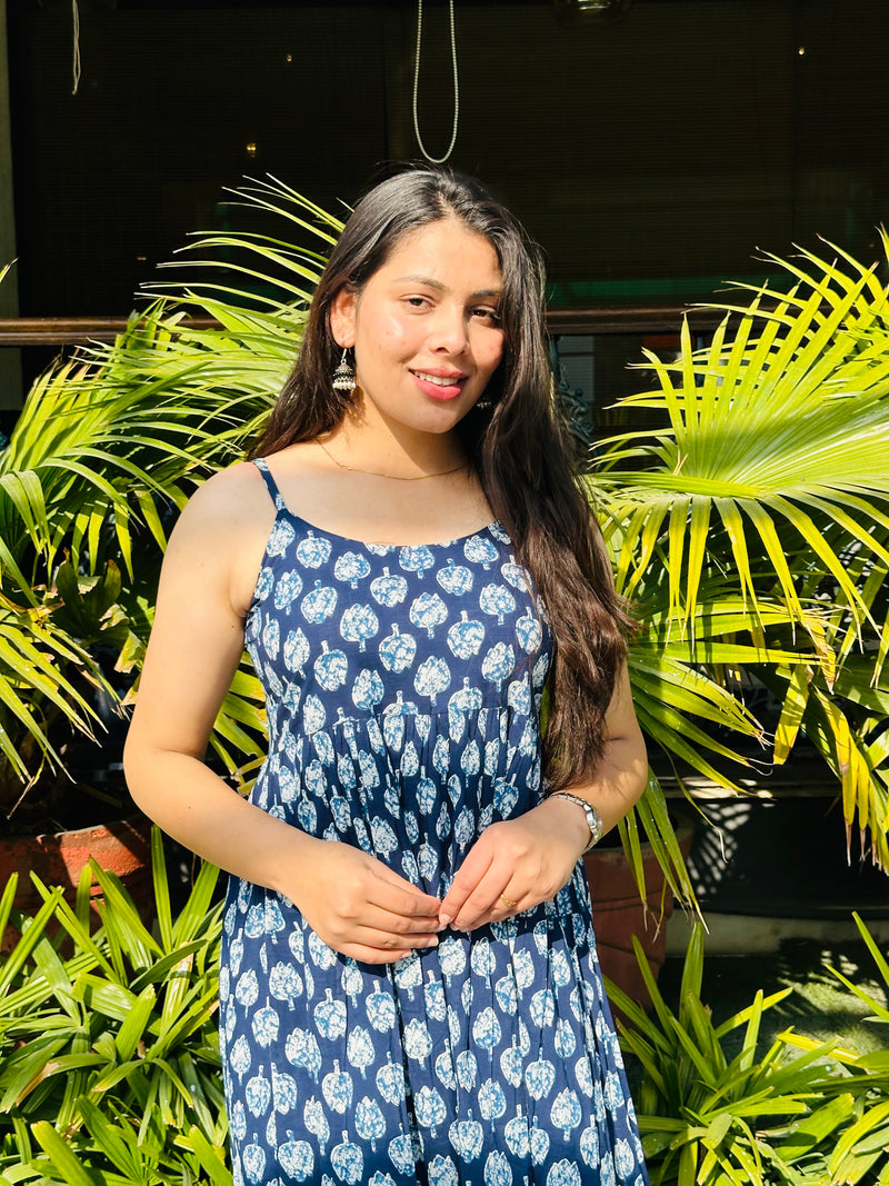 INDIGO MOTIF PRINTED DRESS - Jonaya