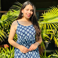 INDIGO MOTIF PRINTED DRESS - Jonaya