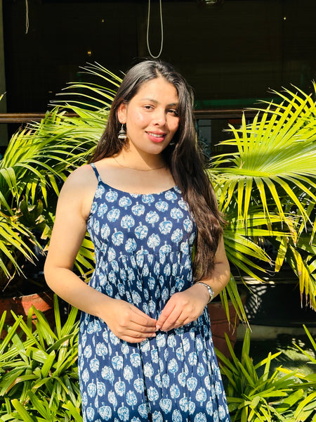 INDIGO MOTIF PRINTED DRESS - Jonaya