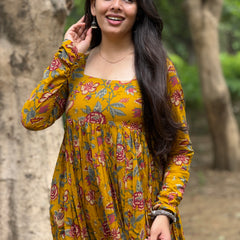 Red mustard garden kameez Jonaya