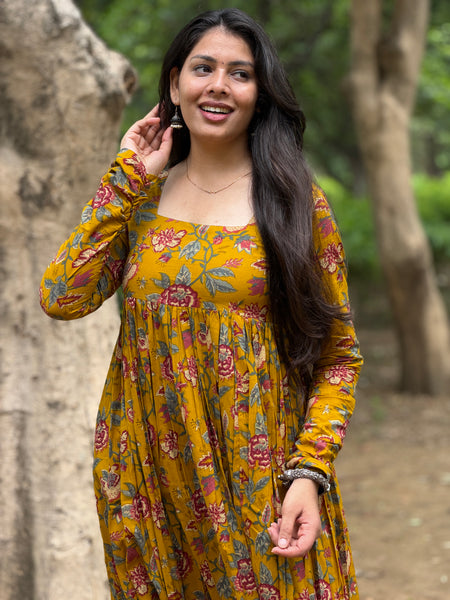 Red mustard garden kameez Jonaya
