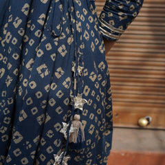 Blue bhandej flare suit set - Jonaya