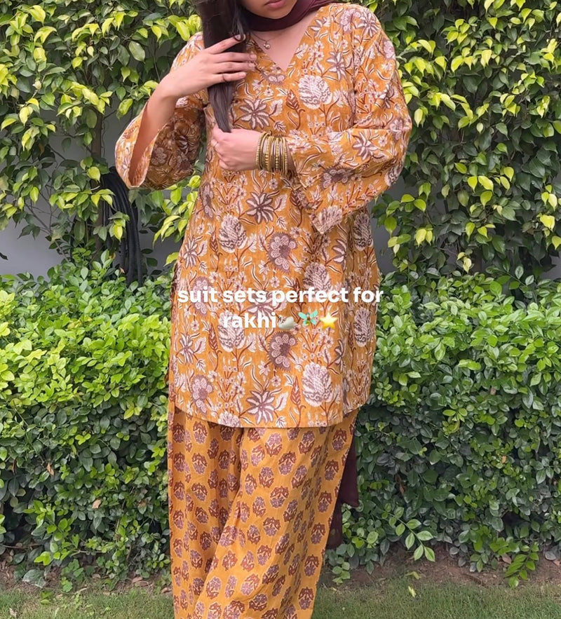 Mustrad brown Farsi salwar 3pcs set Jonaya