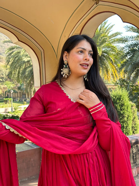 Rose Pink Angrakha Anarkali set - Jonaya