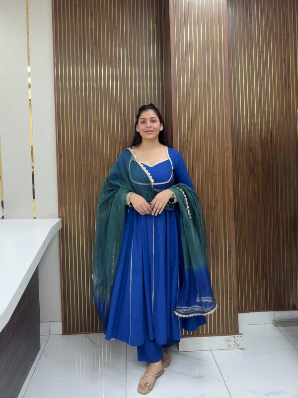 Sweetheart green blue gota Anarkali set Jonaya
