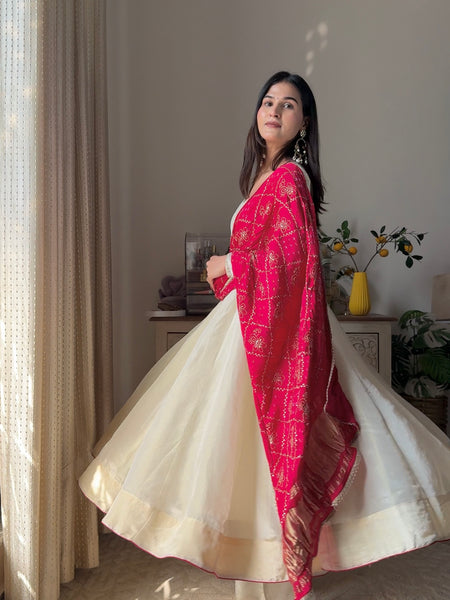 Tissue Rani Silk Full flair Anarkali Jonaya