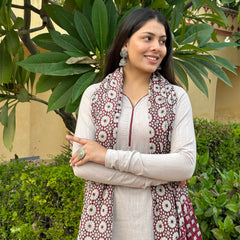 Grey maroon cotton suit set - Jonaya