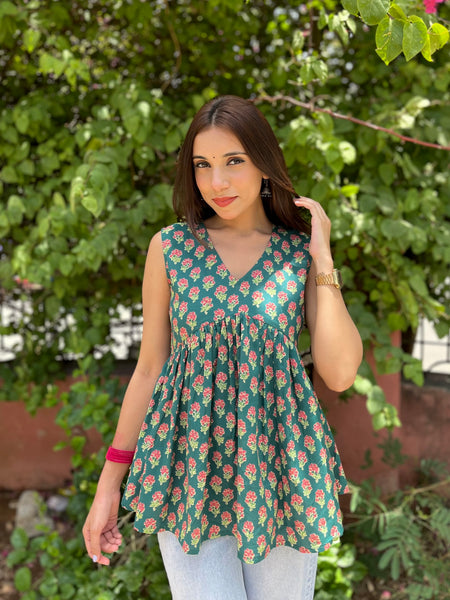 Hara Gulab cut sleeves peplum top - Jonaya