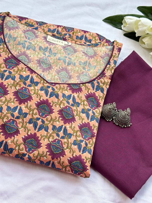 Peachy Lavender Anarkali kameez - Jonaya