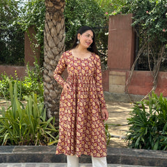 Brick Red full sleeves kameez - Jonaya