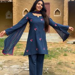 Dusky Indigo Embroidered coord set Jonaya